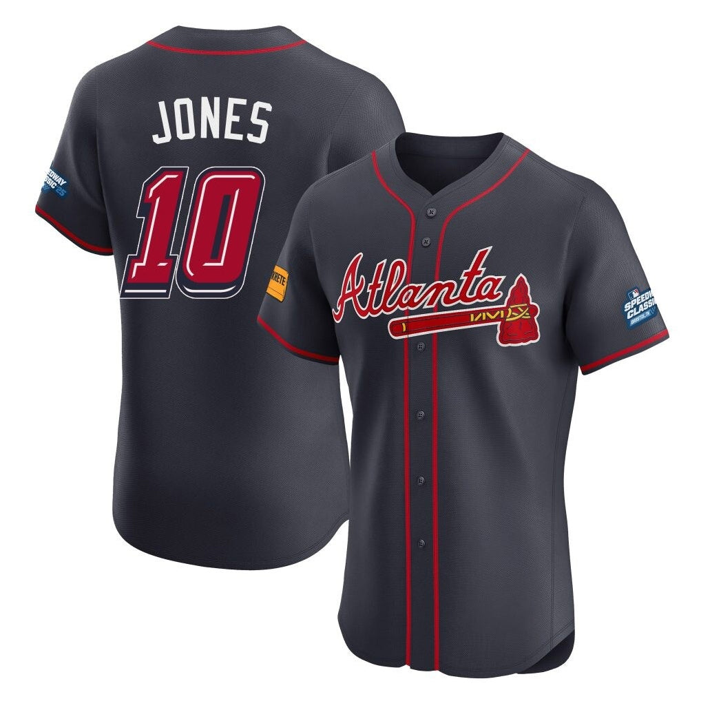 Atlanta Braves #10 Chipper Jones Player Navy Jereymy 2025 Speedway Classic Limited Elite Home Game Stitched Jerseys