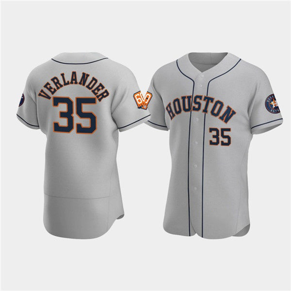 Houston Astros #35 Justin Verlander Gray Jereymy 60th Anniversary Flex Base Stitched Jersey