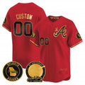 Custom Atlanta Braves Hank Aaron 715th Home Run Patch Vapor Premier Limited Jersey V2 ¨C Red Glod Jereymy