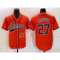 Houston Astros #27 Jose Altuve Number Orange Jereymy With Patch Cool Base Stitched Jersey