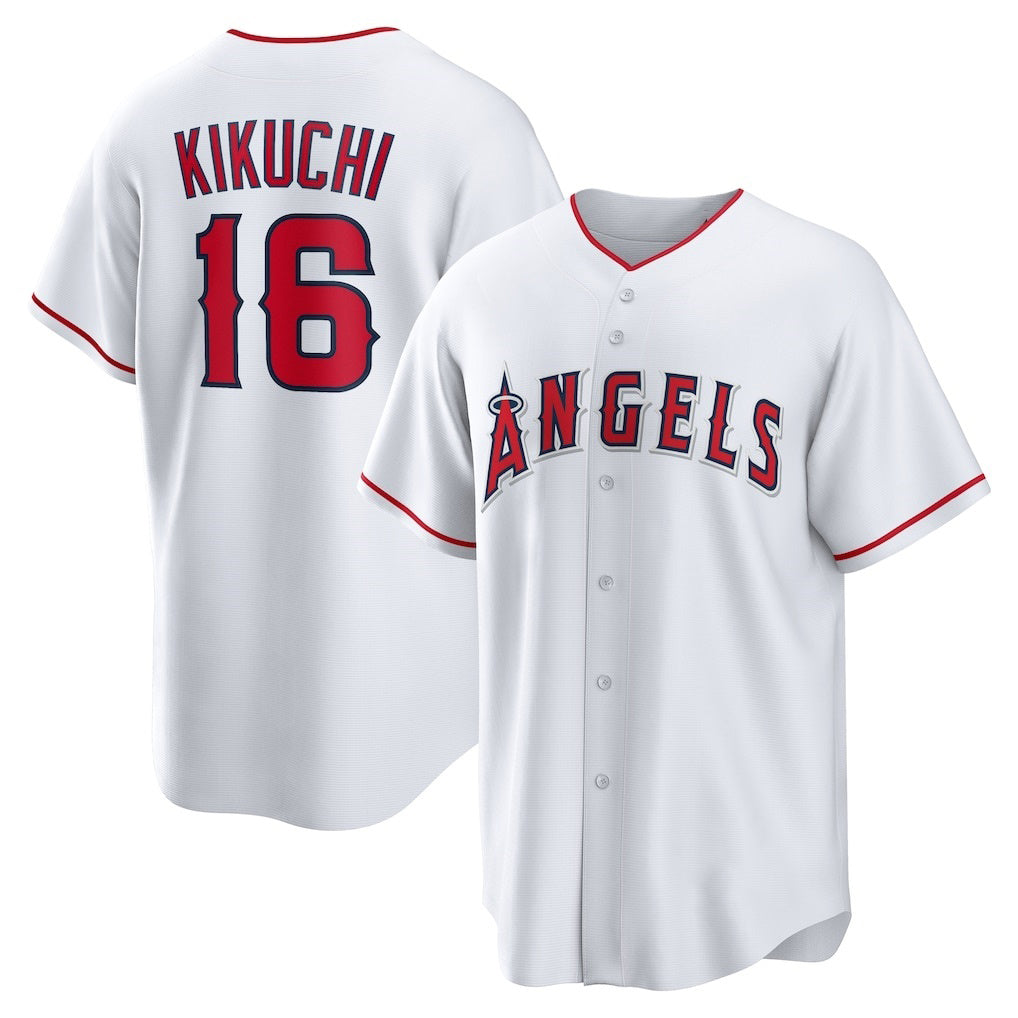 Los Angeles Angels #16 Yusei Kikuchi White Jereymy Home Replica Jersey