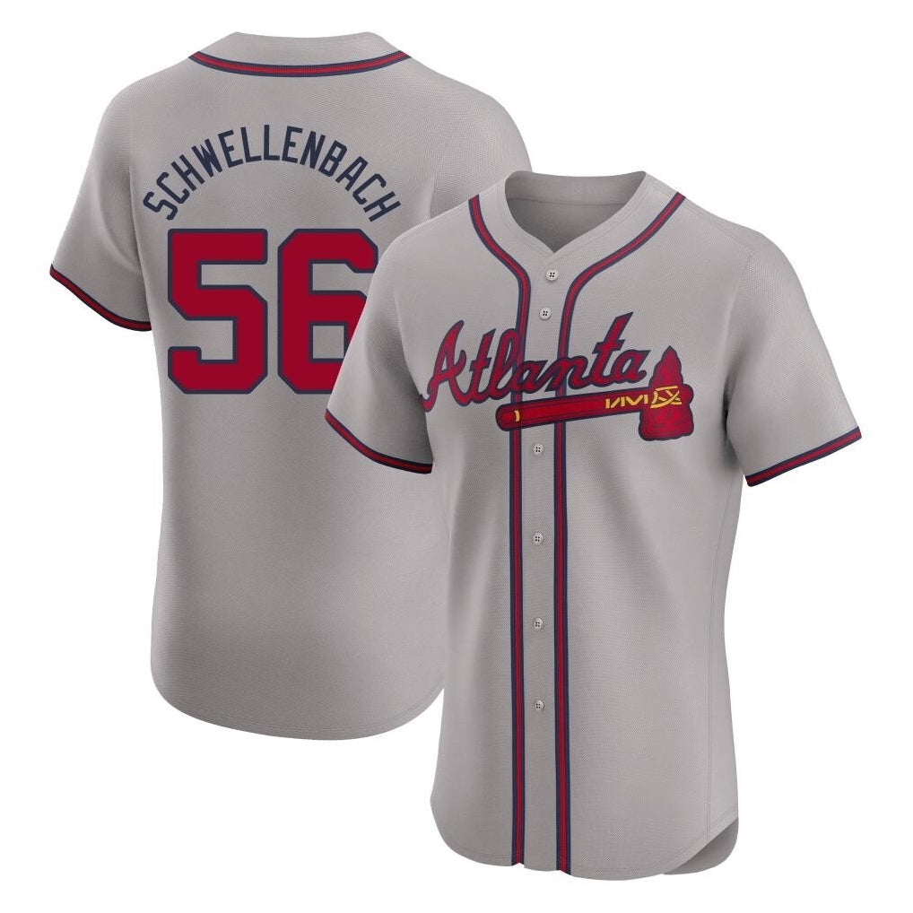 Atlanta Braves #56 Spencer Schwellenbach Player Gray Jereymy Limited Elite Home Game Stitched Jerseys