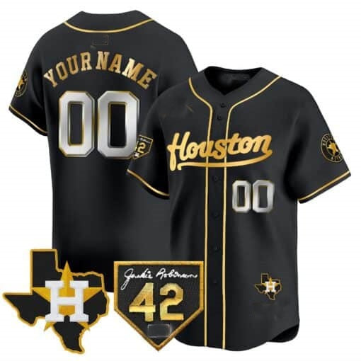 Custom Houston Astros 2024 Jackie Robinson Patch Vapor Premier Limited Jersey ¨C All Stitched-Black Jereymy