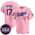 Los Angeles Dodgers #17 Shohei Ohtani Pink Jereymy 2025 Tokyo Series Limited Stitched Jersey