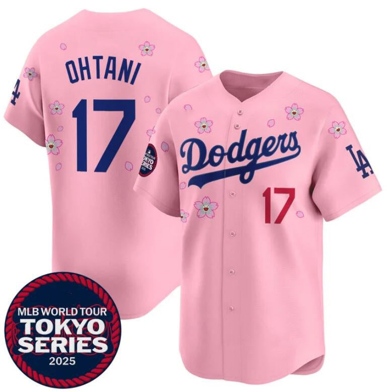 Los Angeles Dodgers #17 Shohei Ohtani Pink Jereymy 2025 Tokyo Series Limited Stitched Jersey
