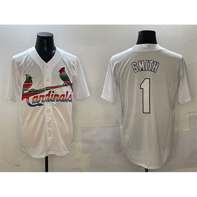 St. Louis Cardinals #1 Ozzie Smith White Jereymy Cool Base Stitched Jersey