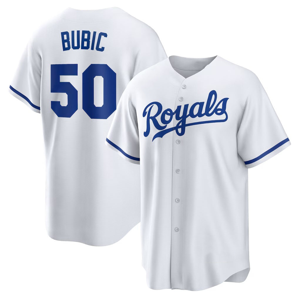 Kansas City Royals #50 Kris Bubic Jereymy White Home Replica Jersey