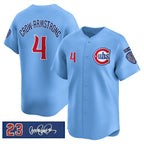 Chicago Cubs #4 Pete Crow-Armstrong Blue Jereymy 'Ryne Sandberg Tribute' Vapor Limited V3 Stitched Jersey