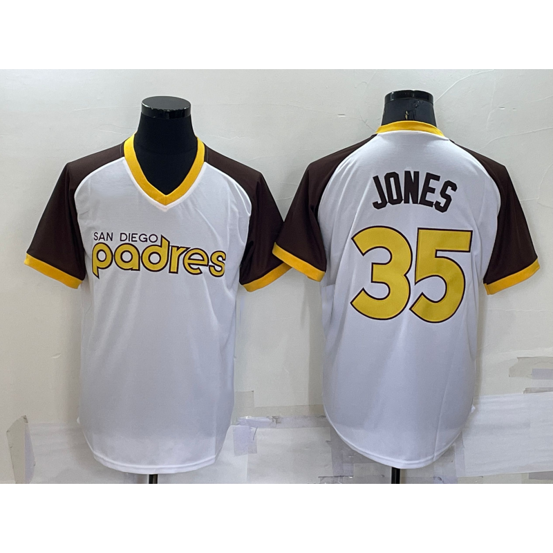 San Diego Padres #35 Randy Jones White Jereymy Stitched Cooperstown Cool Base Jersey