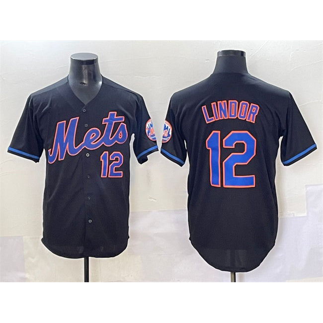 New York Mets #12 Francisco Lindor Black Jereymy Alternate Limited Stitched Jersey