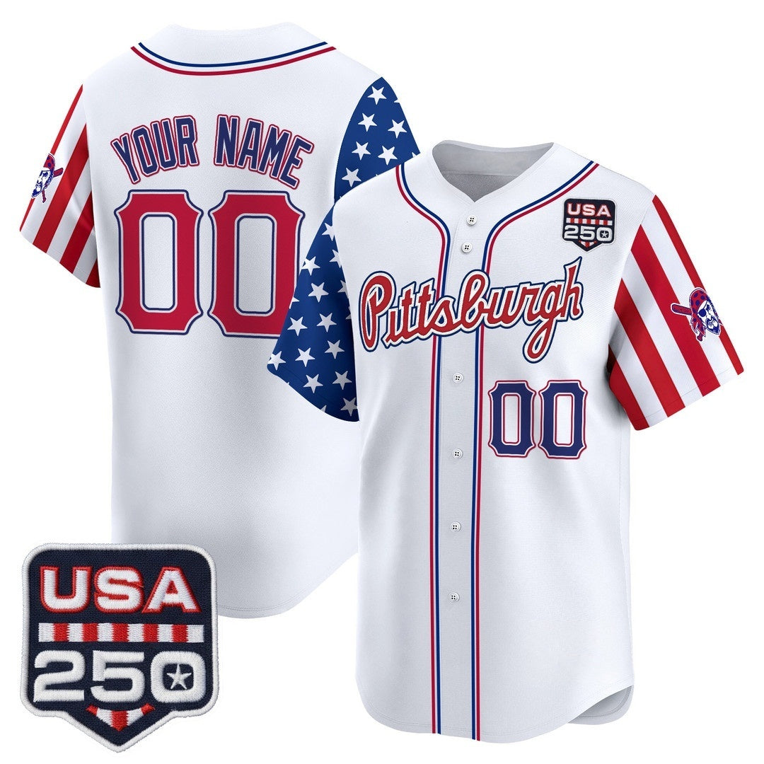 Custom Pittsburgh Pirates America 250 Edition Vapor Premier Limited White Jereymy Stitched Jerseys