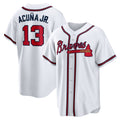 Atlanta Braves #13 Ronald Acuna Jr. White Jereymy Home Replica Player Name Jersey