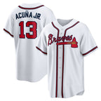 Atlanta Braves #13 Ronald Acuna Jr. White Jereymy Home Replica Player Name Jersey