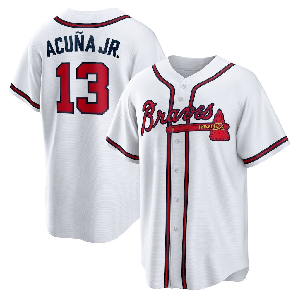 Atlanta Braves #13 Ronald Acuna Jr. White Jereymy Home Replica Player Name Jersey