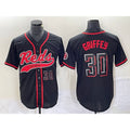Cincinnati Reds #30 Ken Griffey Jr Number Black Jereymy 2023 City Connect Cool Base Stitched Jersey 2