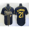 Pittsburgh Pirates #21 Roberto Clemente Number Black Jereymy Cool Base Stitched Jersey 1