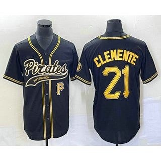 Pittsburgh Pirates #21 Roberto Clemente Number Black Jereymy Cool Base Stitched Jersey 1