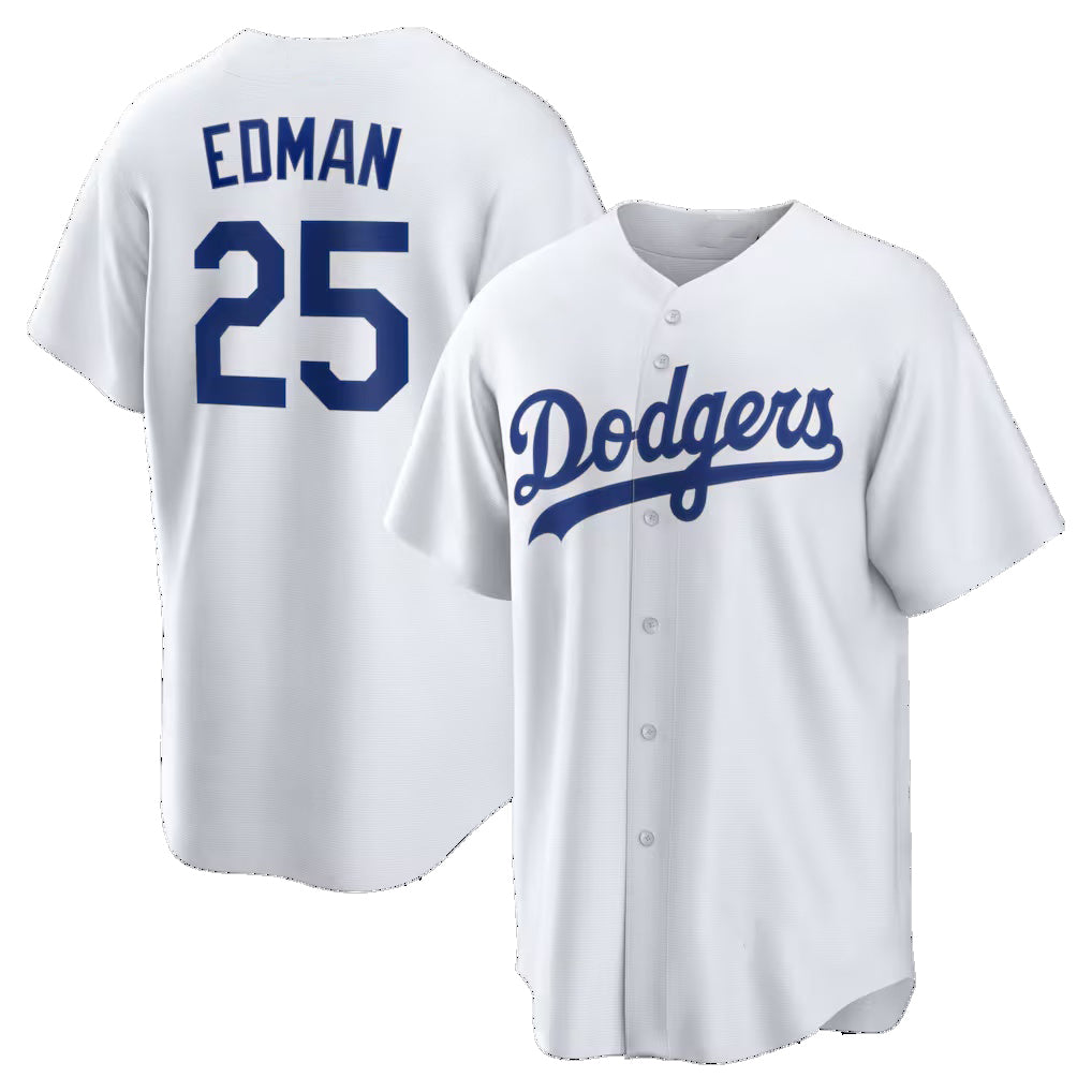 Los Angeles Dodgers #25 Tommy Edman White Jereymy Home Replica Jersey