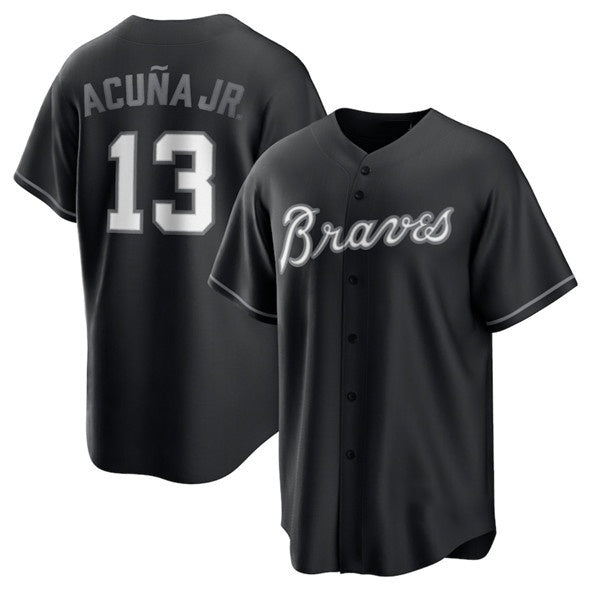 Atlanta Braves #13 Ronald Acuna Jr. Black Jereymy Lights Out Limited Stitched Jersey