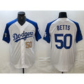 Los Angeles Dodgers #50 Mookie Betts Number White Blue Jereymy Fashion Stitched Cool Base Limited Jersey 3