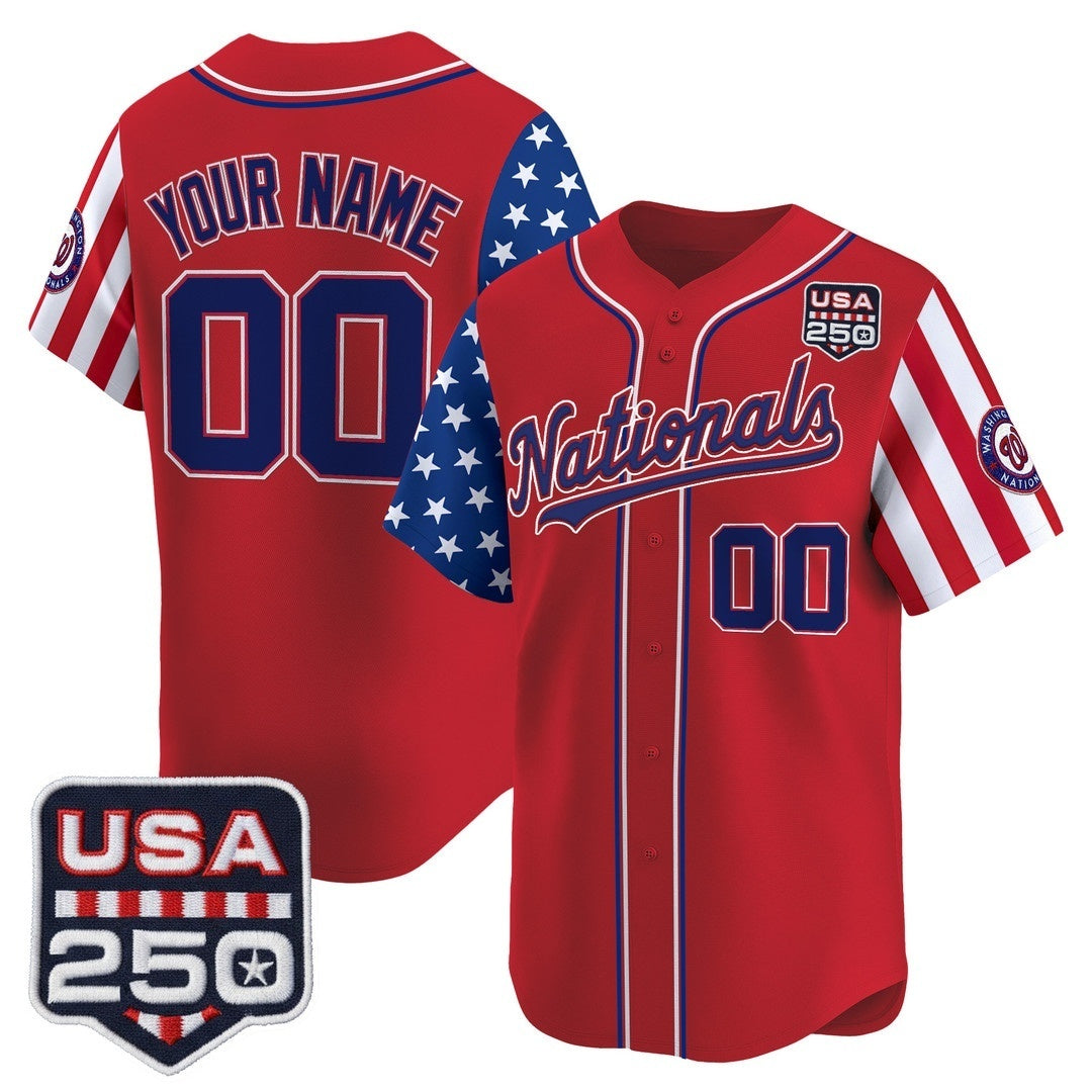 Custom Washington Nationals America 250 Edition Vapor Premier Limited Red Jereymy Stitched Jerseys