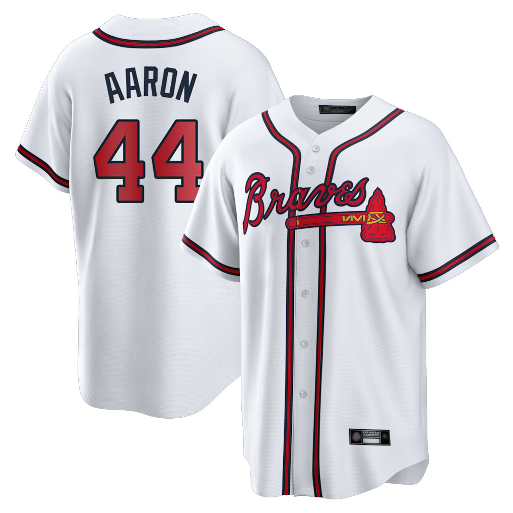 Atlanta Braves #44 Hank Aaron Player White Jereymy Home Game Stitched Jerseys