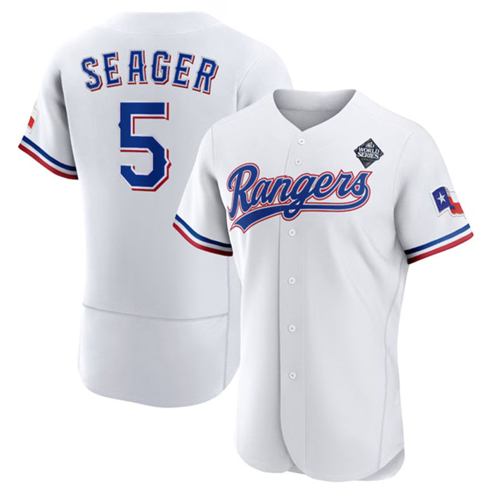 Texas Rangers #5 Corey Seager White Jereymy 2023 World Series Flex Base Stitched Jersey