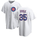 Chicago Cubs #35 Justin Steele Home White Jereymy Cool Base Jersey