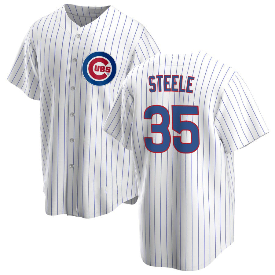 Chicago Cubs #35 Justin Steele Home White Jereymy Cool Base Jersey