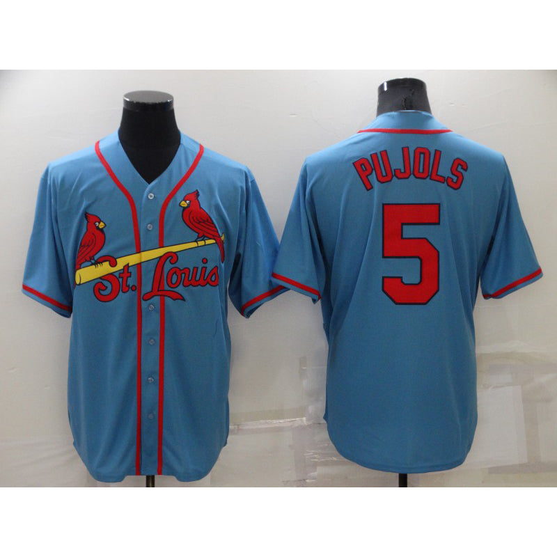 St. Louis Cardinals #5 Albert Pujols Light Blue Jereymy Stitched Cool Base Jersey
