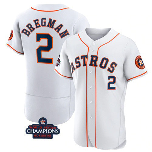 Houston Astros #2 Alex Bregman White Jereymy 2022 World Series Champions Flex Base Stitched Jersey