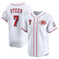 Cincinnati Reds #7 Spencer Steer White Jereymy Home Limited Player Jersey