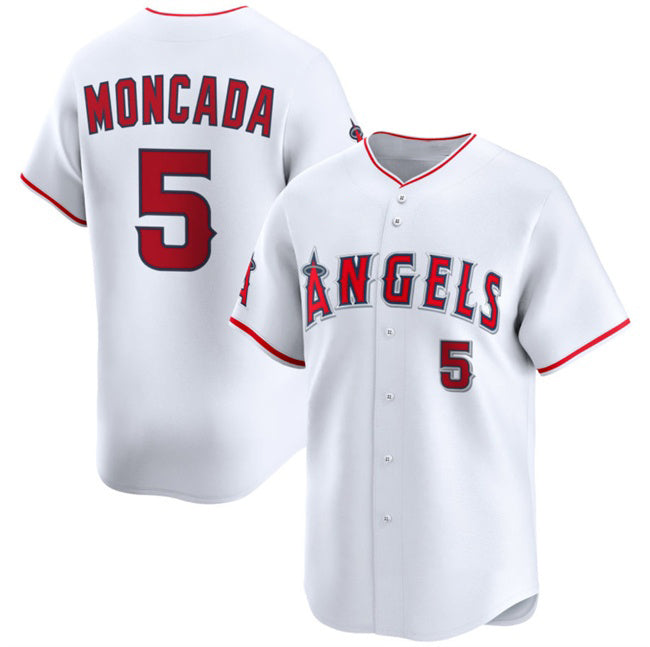 Los Angeles Angels #5 Yoan Moncada White Jereymy Home Limited Stitched Jersey