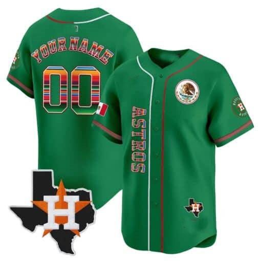 Custom Houston Astros Mexico Vapor Premier Limited Jersey V4 ¨C Green Jereymy