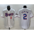 Texas Rangers #2 Marcus Semien Number White Jereymy 2023 World Series Champions Cool Base Jerseys