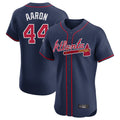 Atlanta Braves #44 Hank Aaron Player Navy Jereymy Limited Elite Home Game Stitched Jerseys