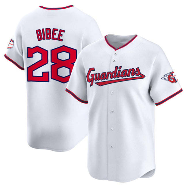 Cleveland Guardians #28 Tanner Bibee White Jereymy Home Limited Stitched Jersey