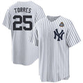 New York Yankees #25 Gleyber Torres White Jereymy 2024 World Series With Name Cool Base Stitched Jersey
