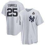 New York Yankees #25 Gleyber Torres White Jereymy 2024 World Series With Name Cool Base Stitched Jersey