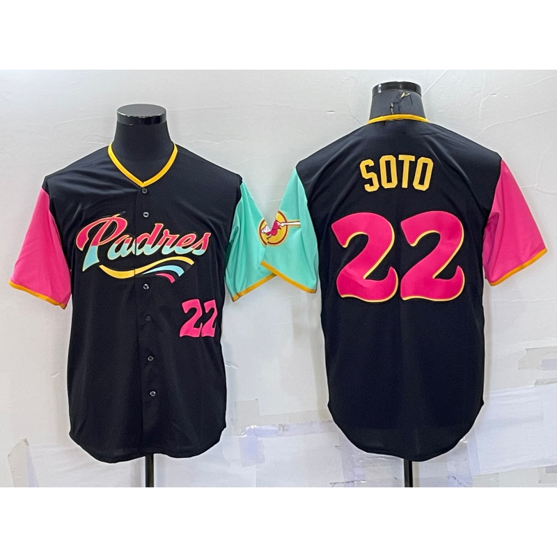 San Diego Padres #22 Juan Soto Number Black Jereymy 2022 City Connect Cool Base Stitched Jersey