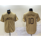 San Diego Padres #10 Jurickson Profar Khaki Jereymy Team Logo Cool Base Jersey 2
