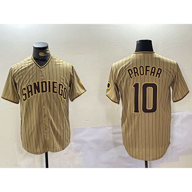 San Diego Padres #10 Jurickson Profar Khaki Jereymy Team Logo Cool Base Jersey 2