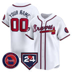 Custom Atlanta Braves White Jereymy 2024 Spring Training Patch Limited Stitched Jersey