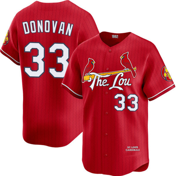 St. Louis Cardinals #33 Brendan Donovan Red Jereymy 2024 City Connect Limited Stitched Jersey
