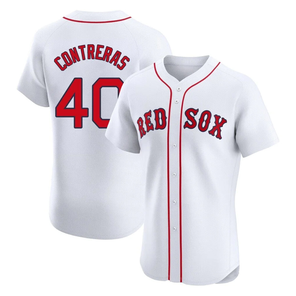 Boston Red Sox #40 Willson Contreras Player White Jereymy Limited Elite Home Game Stitched Jerseys1