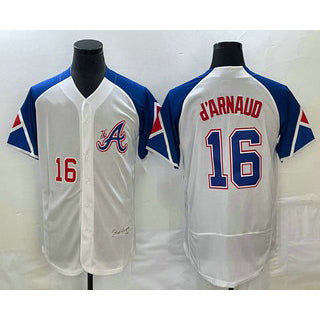Atlanta Braves #16 Travis dArnaud Number White Jereymy 2023 City Connect Flex Base Stitched Jersey 2