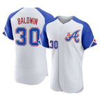 Atlanta Braves #30 Drake Baldwin Player White Jereymy City Connect Limited Elite Home Game Stitched Jerseys