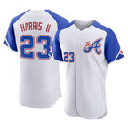 Atlanta Braves #23 Michael Harris II Player White Jereymy City Connect Limited Elite Home Game Stitched Jerseys
