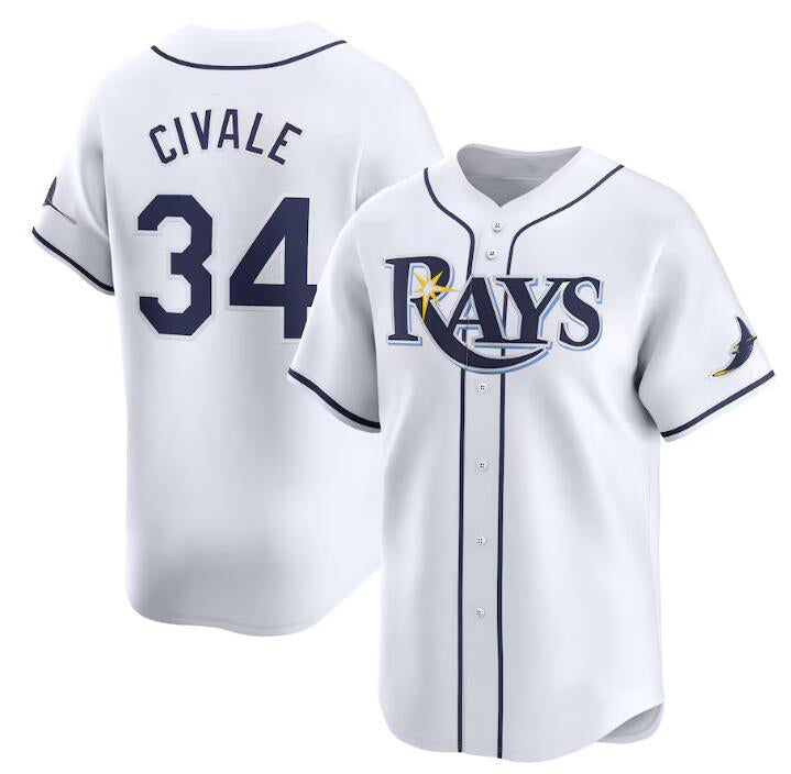 Tampa Bay Rays #34 aron Civale White Jereymy Home Limited Stitched Jersey