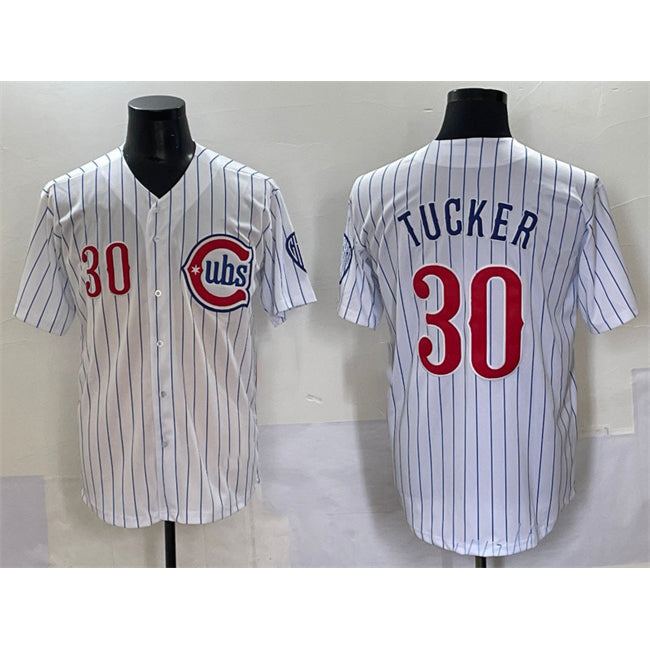 Chicago Cubs #30 Kyle Tucker White Jereymy Pinstripe 2nd Alternate Limited Stitched Jersey